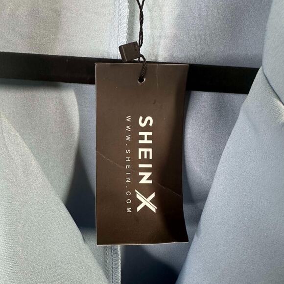 New With Tags Light Blue Crop Flare Sleeve Single Button Jacket Shien X Size L - Picture 11 of 11